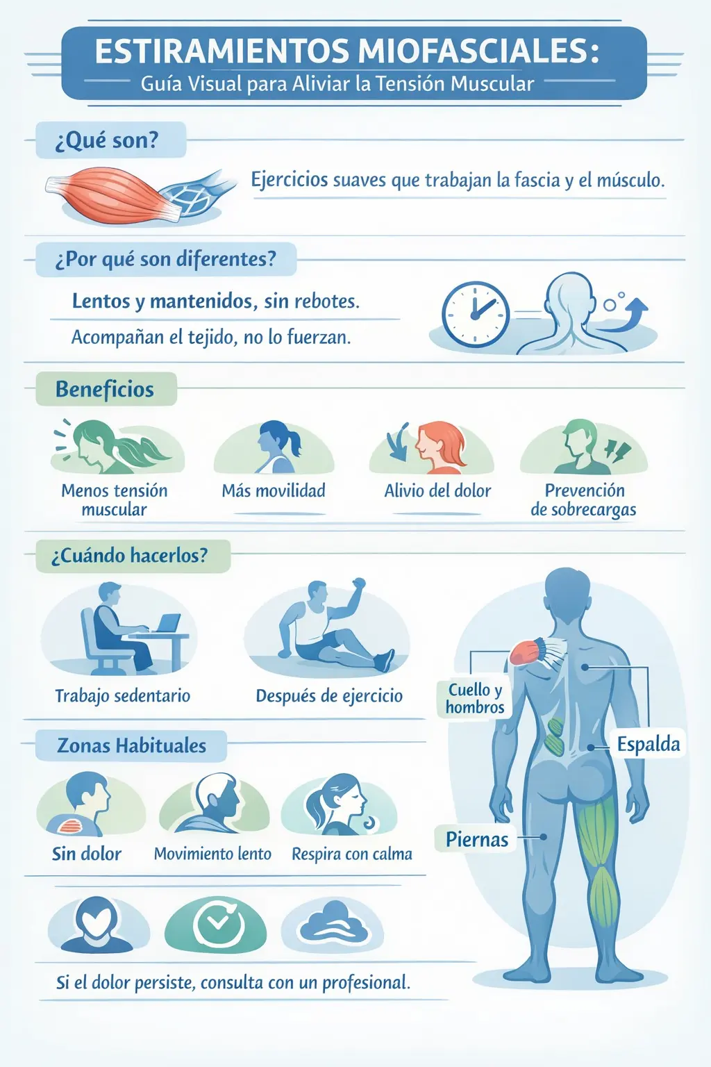 Infografía sobre los estiramientos miofasciales